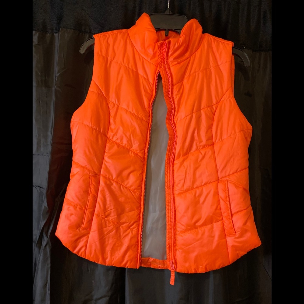 Orange Sleeveless Puffer Jacket